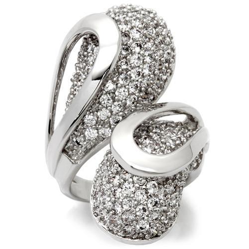 JCE118 Rhodium Brass Ring with AAA Grade CZ  in Clear