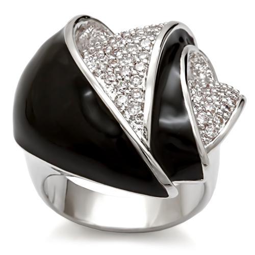 JCE3105 Rhodium Brass Ring with AAA Grade CZ  in Clear