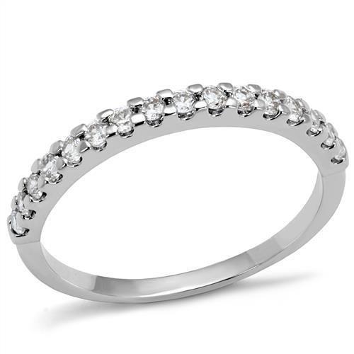 JCE1232 Rhodium Brass Ring with AAA Grade CZ  in Clear