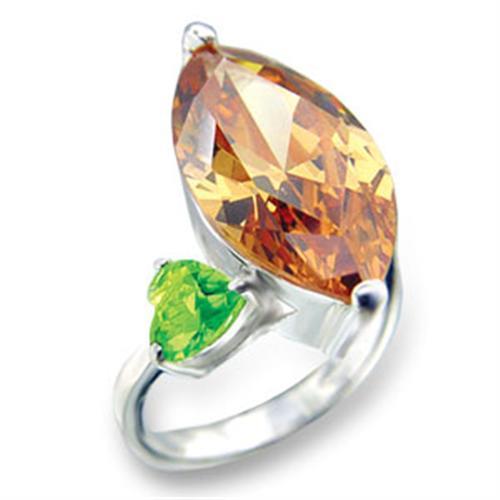 JCE3331 High-Polished 925 Sterling Silver Ring with AAA Grade CZ  in Champagne