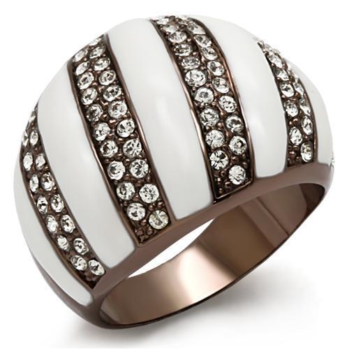 JCE1646 Chocolate Gold Brass Ring with Top Grade Crystal  in Clear
