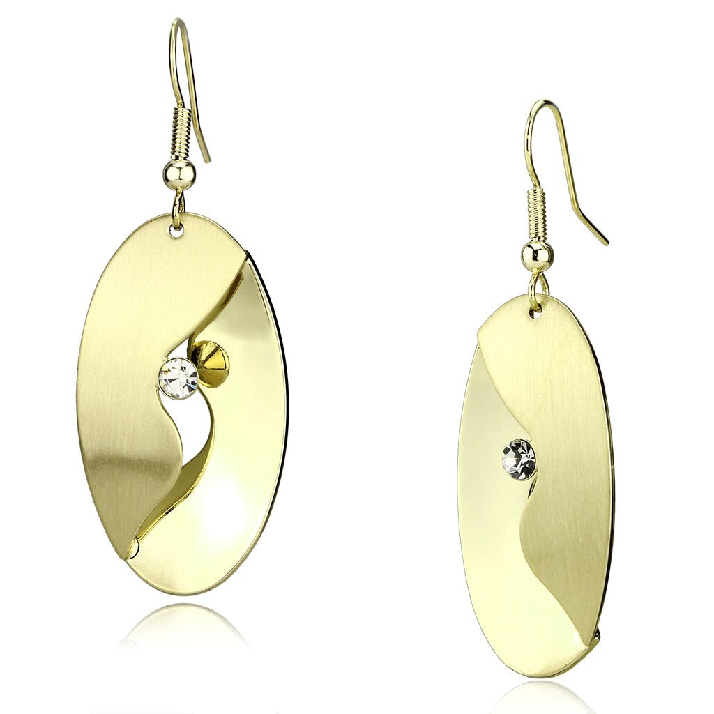 JCE2744 Matte Gold & Gold Iron Earrings with Top Grade Crystal  in Clear