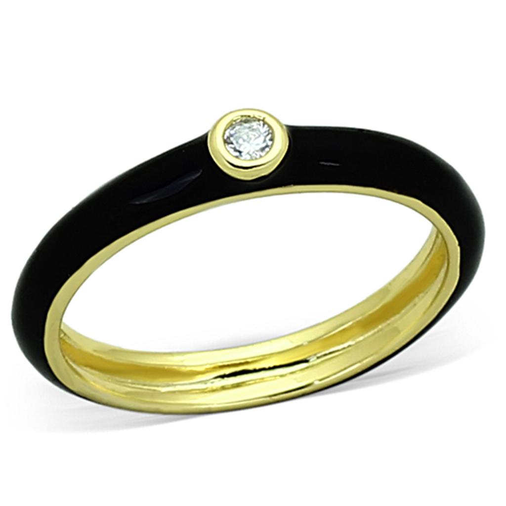 JCEA896 Gold Brass Ring with AAA Grade CZ  in Clear