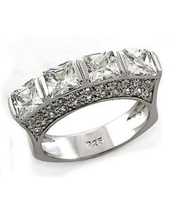 JCEAS1188 Rhodium 925 Sterling Silver Ring with AAA Grade CZ  in Clear