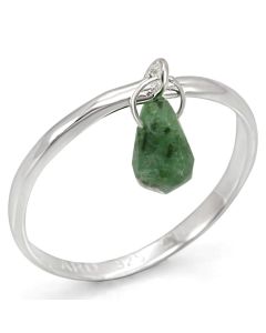 JCES322 Silver 925 Sterling Silver Ring with Genuine Stone  in Emerald