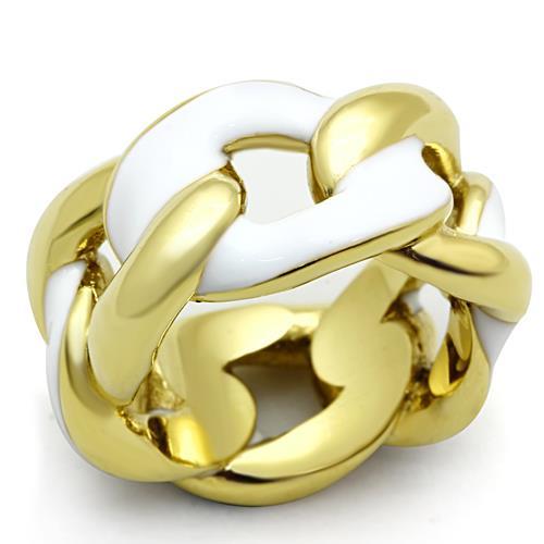 JCE1369 IP Gold(Ion Plating) Stainless Steel Ring with Epoxy  in White