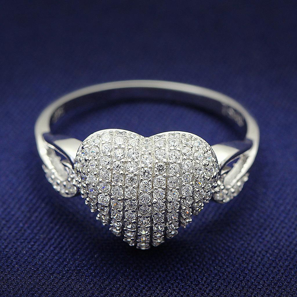 JCE017 Rhodium 925 Sterling Silver Ring with AAA Grade CZ  in Clear